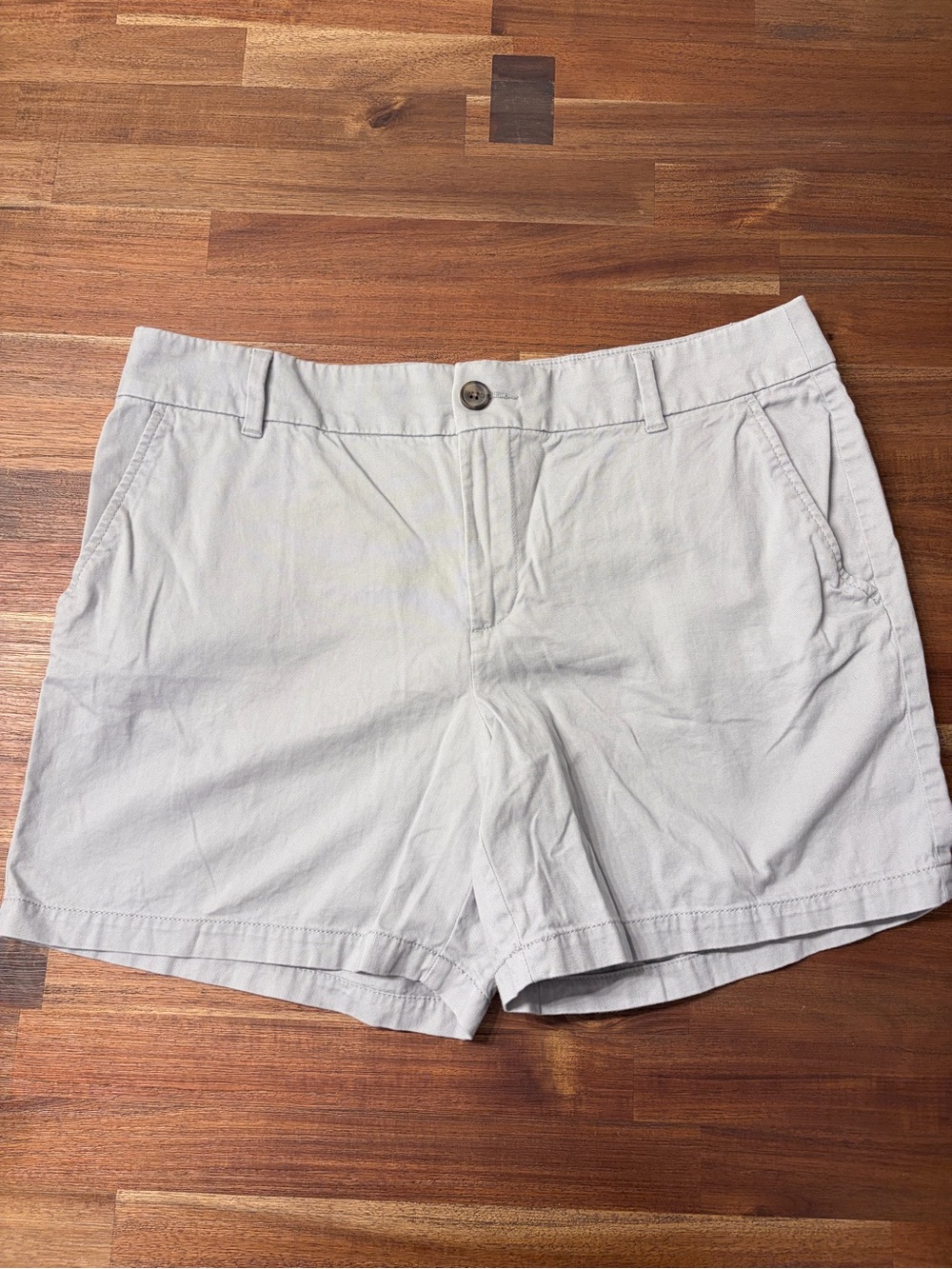 LOFT Light Gray Cotton Chino Bermuda Shorts